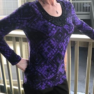 Purple/Black Tunic Beaded neckline